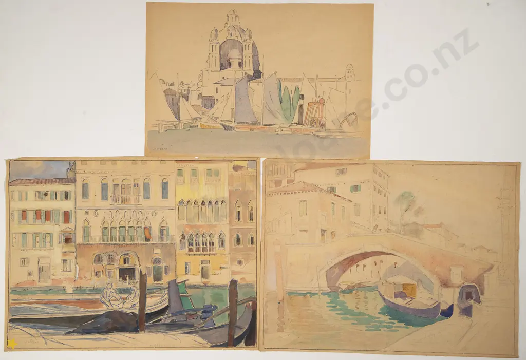 John Weeks (1888-1965) - Three Venetian Watercolours Image 1++