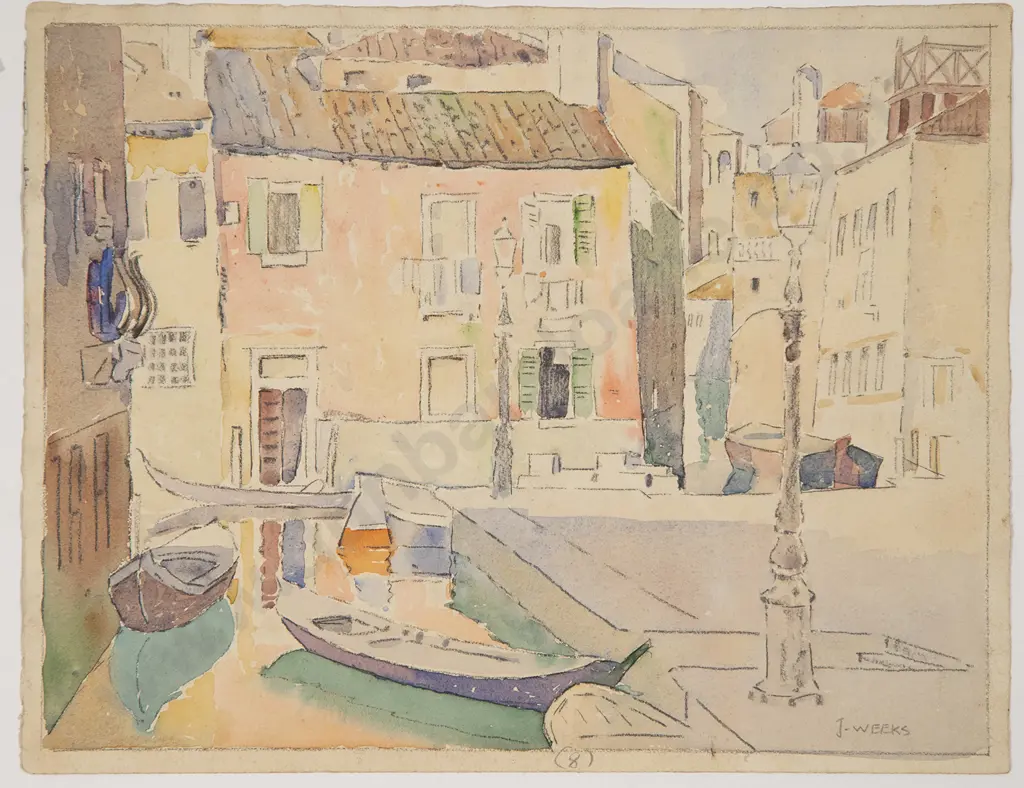 John Weeks (1888-1965) - Two European Canal Watercolours Image 1++