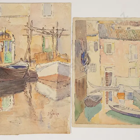 John Weeks (1888-1965) - Two European Canal Watercolours