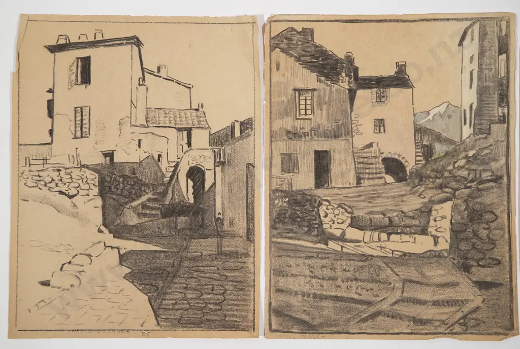 John Weeks (1888-1965) - Three Corsica Charcoal Studies Image 1++