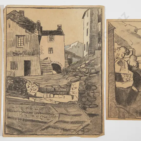 John Weeks (1888-1965) - Three Corsica Charcoal Studies