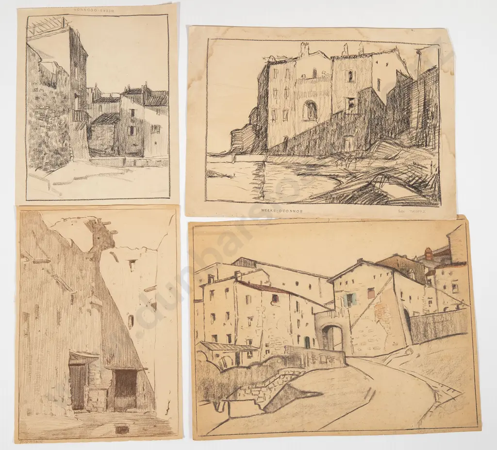John Weeks (1888-1965) - Four Various Architectural Studies Image 1++