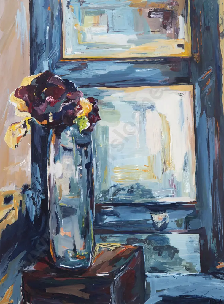 J Doyle - Still Life with Window & Flowers Image 1++