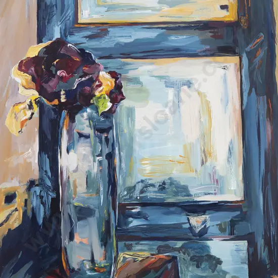 J Doyle - Still Life with Window & Flowers