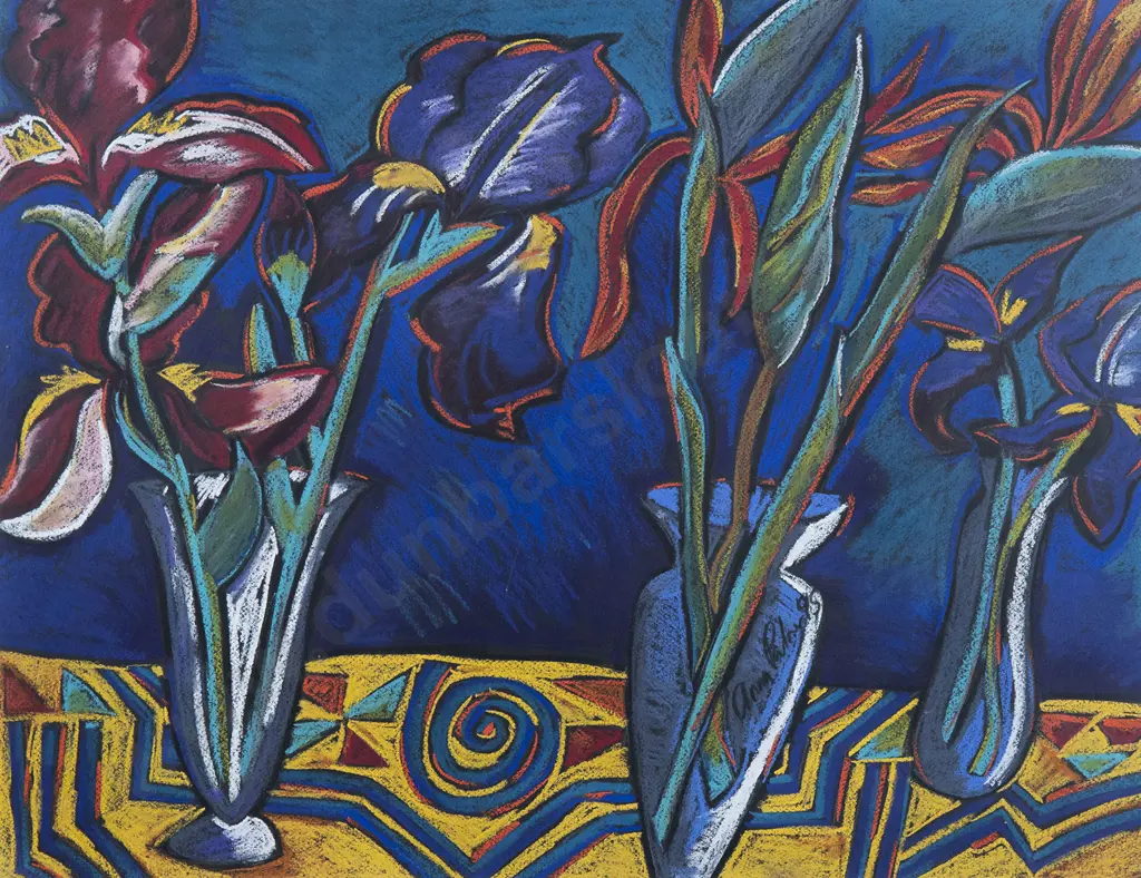 Anna Palmer - Vases of Irises and Birds of Paradise Image 1++