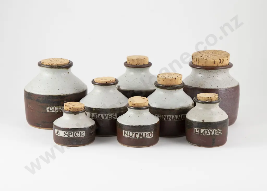 Len Castle Eight Graduated Spice Jars Image 1++