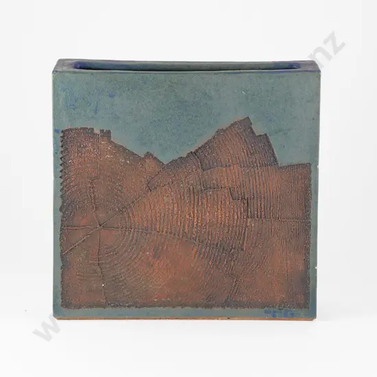 Charles Holmes Square Wood Impression Vase & David Flaws Octagonal Charger