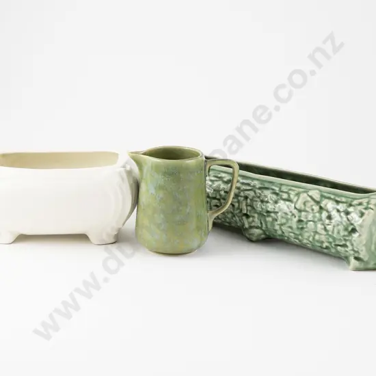 Temuka Potteries Log Trough with flower trough & jug (3)