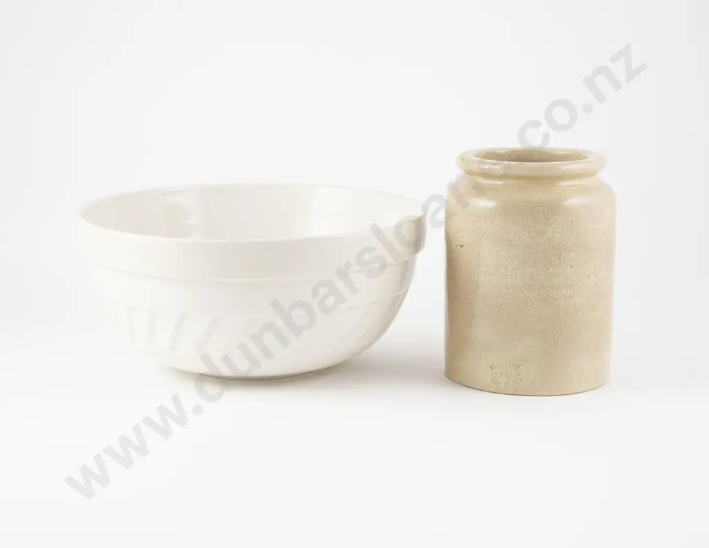 Temuka Potteries Mixing Bowl & Milton Potteries (?) Jam Jar (2) Image 1++