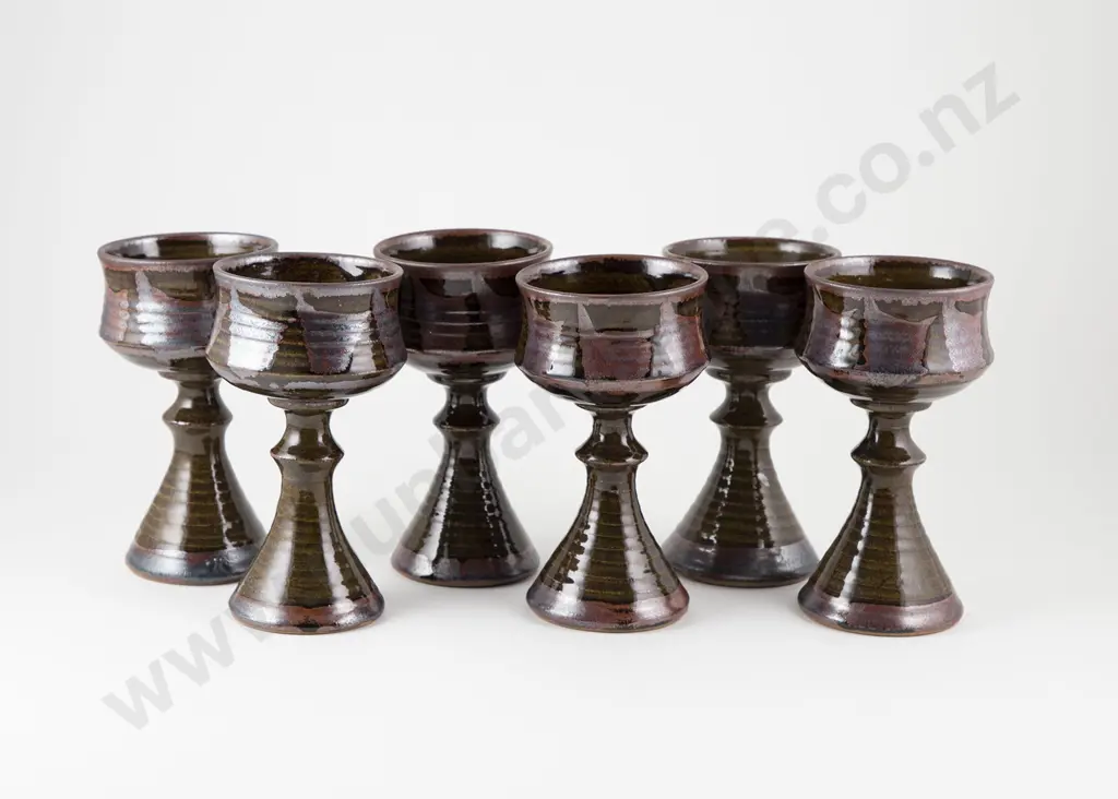 Set of Six NZ Ceramic Goblets Image 1++