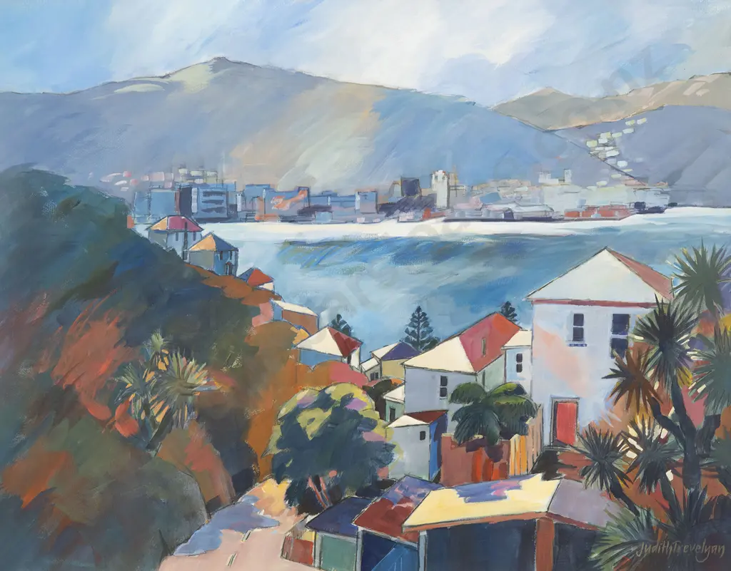 Judith Trevelyan - Wellington Harbour from Oriental Parade Image 1++