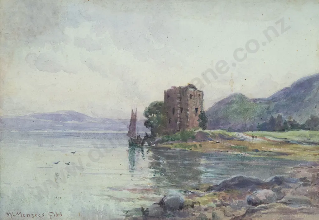William Menzies Gibb (1859-1931) - European Lake Scene Image 1++