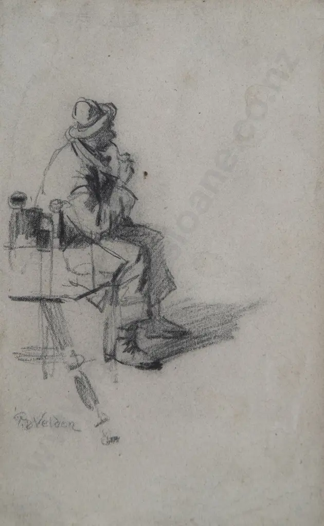 Petrus Van der Velden - Untitled (Man with Pipe) Image 1++