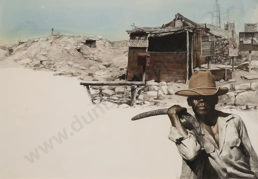 Robert Ingpen (Australian) - Post Office Andamooka Opal FieldAboriginal Stockman Image 1++