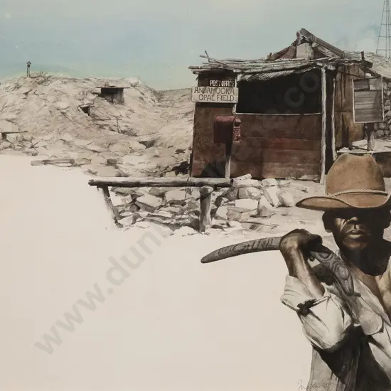 Robert Ingpen (Australian) - Post Office Andamooka Opal FieldAboriginal Stockman
