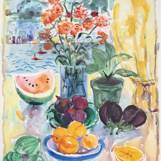 Shona McFarlane - Still Life with Harbour View