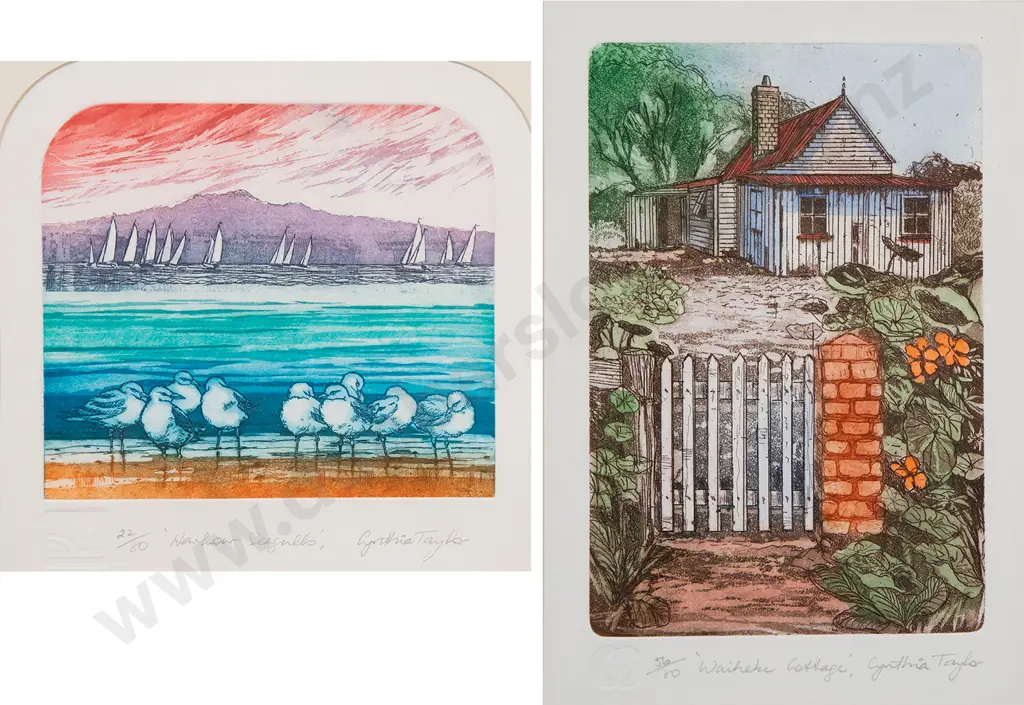Cynthia Taylor - Waiheke Cottage & Harbour Seagulls (2) Image 1++