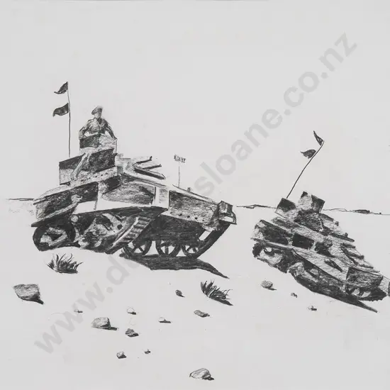 Peter McIntyre (1910-95) - Divisional Cavalry  on patrol near Sidi Rezegh