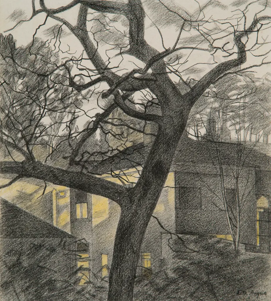 Rita Angus (1908 - 1970) - Evening View from Angus House (C1961-62) Image 1++