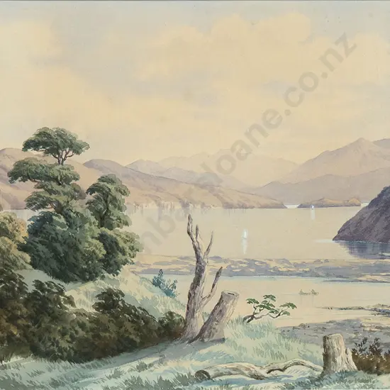 John Barr Clarke Hoyte (1835-1913) - Untitled Lake Scene with Cottage
