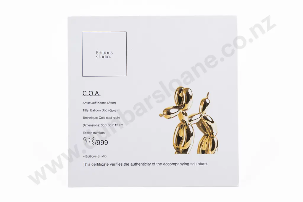 After Jeff Koons/ Editions Studio - Balloon Dog (Gold) Image 1++
