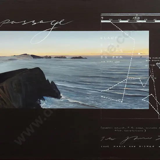 Peter James Smith (b 1954) - A Measured Passage: The Endeavour off Cape Maria Van Diemen