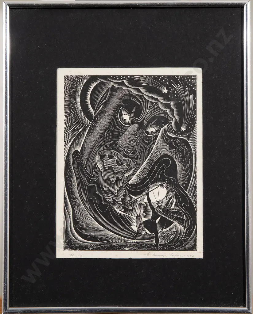 E. Mervyn Taylor (1906 - 1964) - Magical Wooden Head (Polynesian Legend) Image 1++