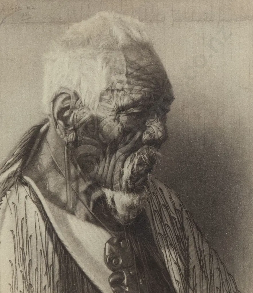 Charles Frederick Goldie (1870-1947) - Photograph of Wharekauri Tahuna signed by C.F Goldie Image 1++