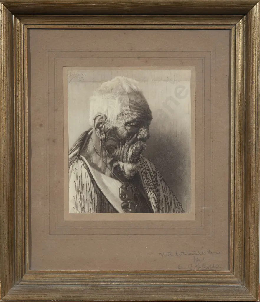 Charles Frederick Goldie (1870-1947) - Photograph of Wharekauri Tahuna signed by C.F Goldie Image 1++