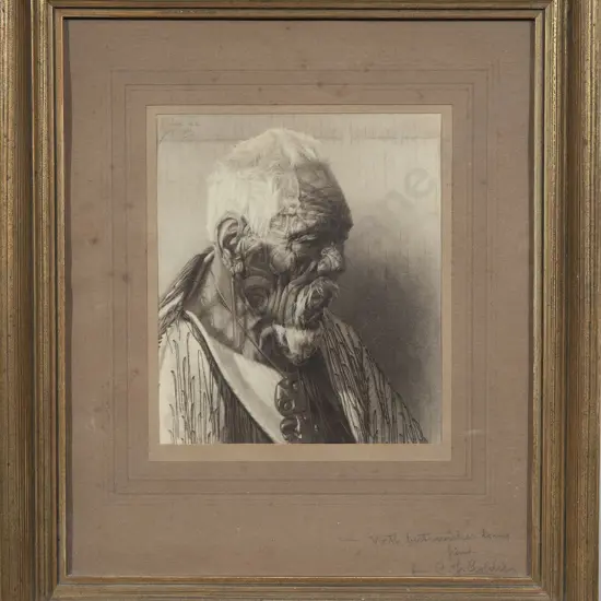 Charles Frederick Goldie (1870-1947) - Photograph of Wharekauri Tahuna signed by C.F Goldie
