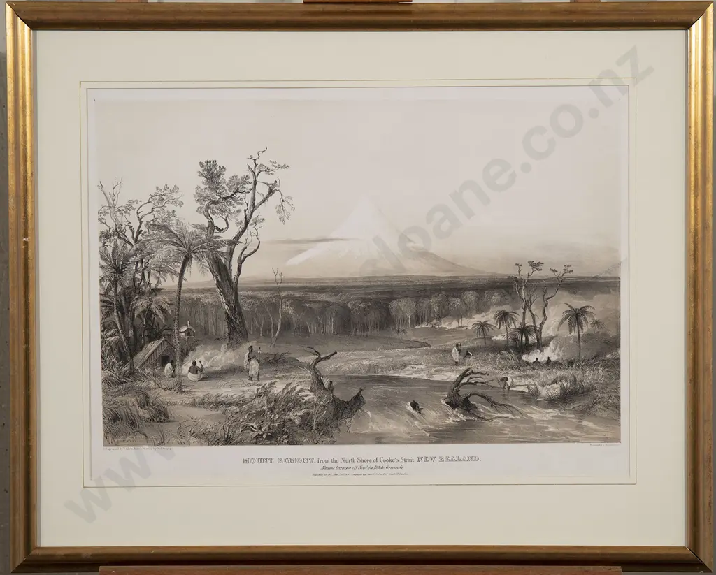 Charles Heaphy (1820 - 1881) - Mount Egmont from the North Shore of Cooke's Straight New Zealand Image 1++