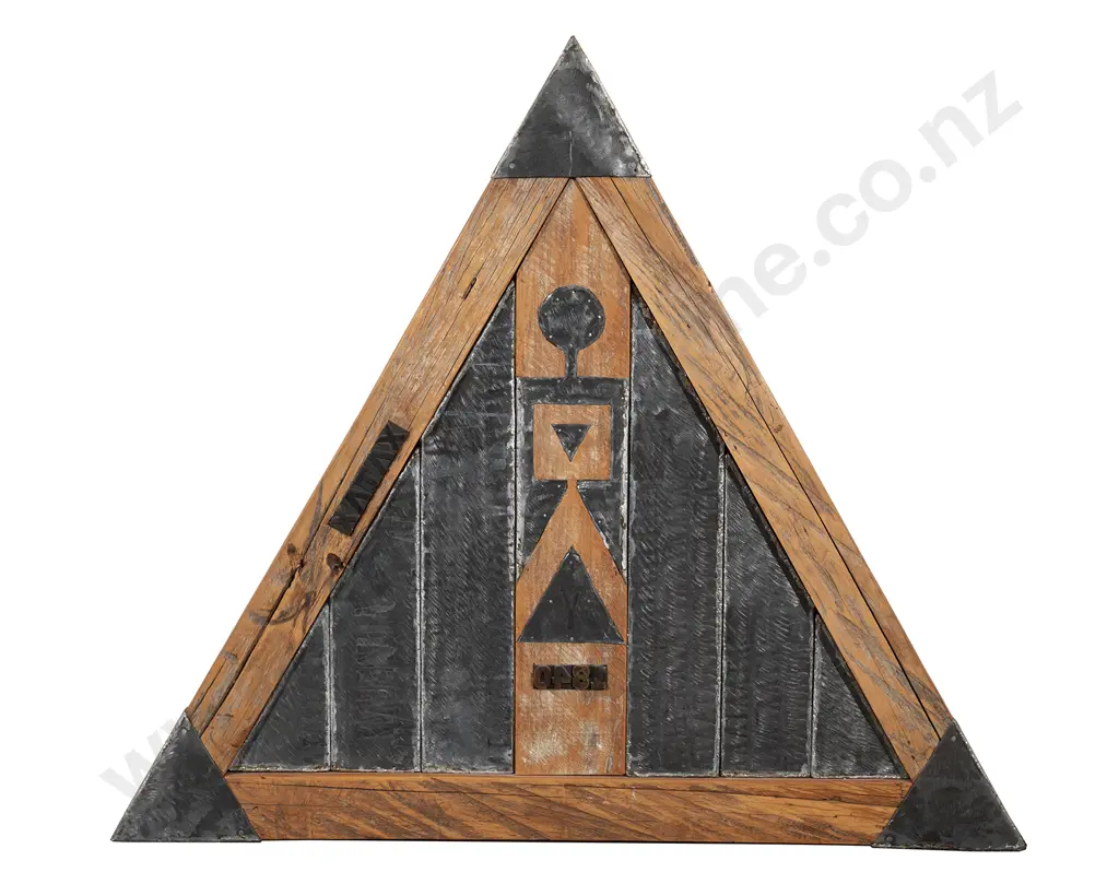 Attributed to Para Matchitt - Wood and Metal Tryptic Image 1++