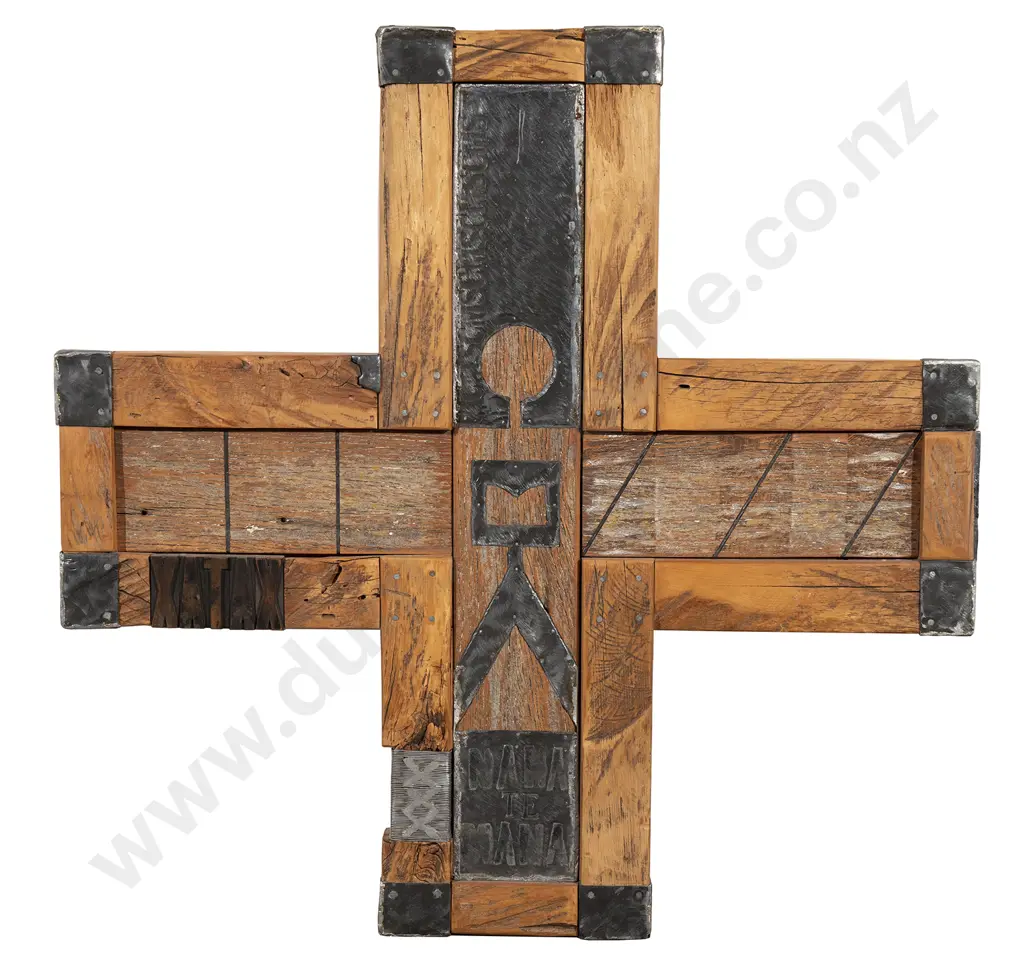 Attributed to Para Matchitt - Wood and Metal Tryptic Image 1++