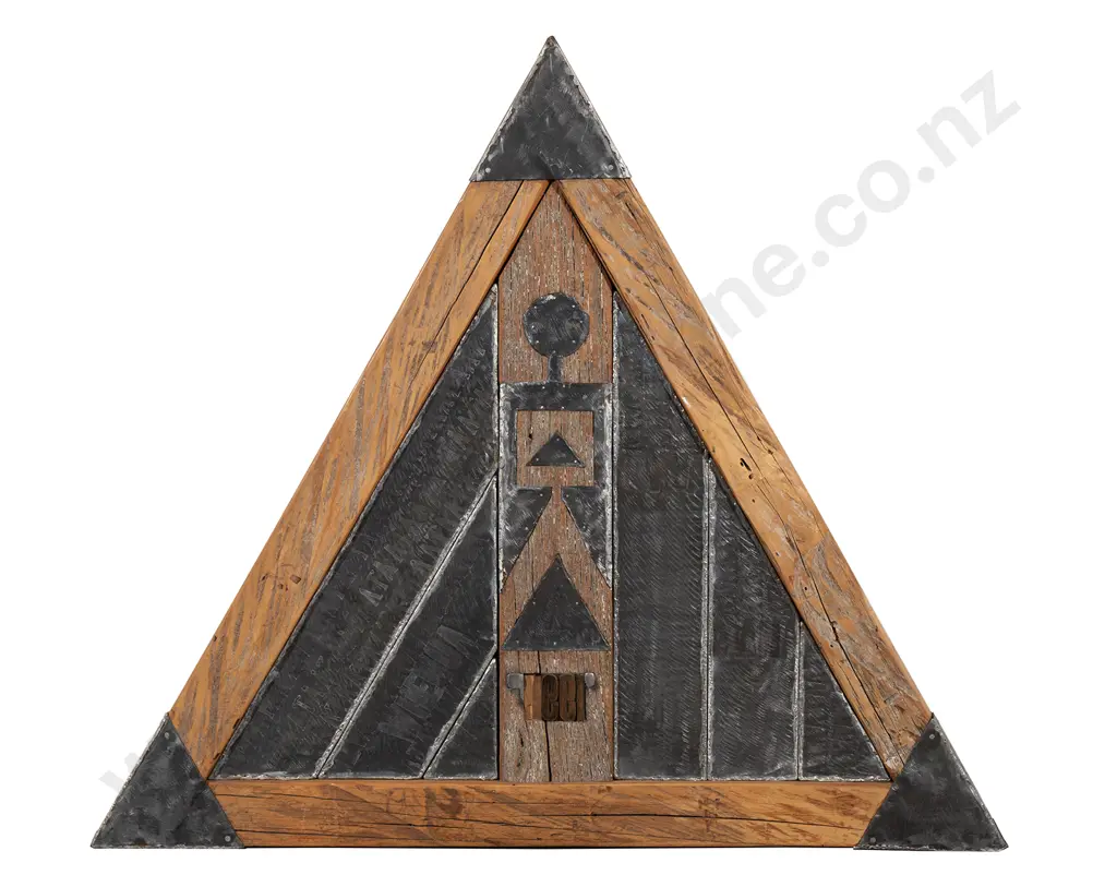 Attributed to Para Matchitt - Wood and Metal Tryptic Image 1++