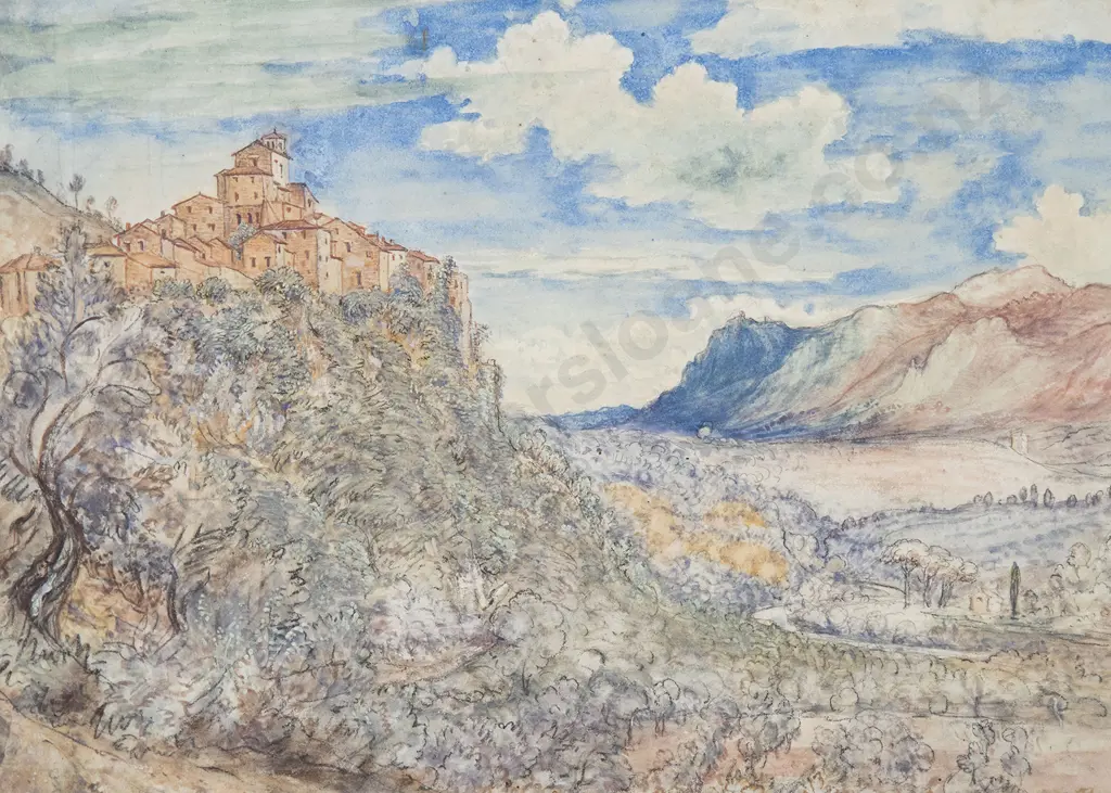 Albin Martin (1813-88) - Italian Hilltop Village Image 1++