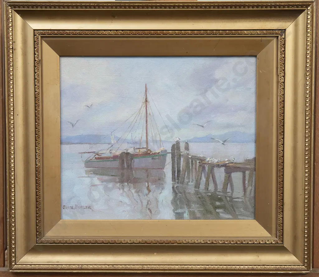 Grace Butler (1887 - 1962) - Waitamata Harbour and Rangitoto Island Image 1++