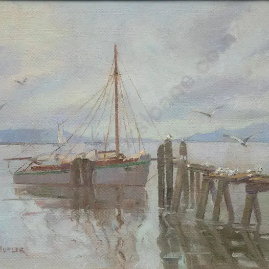 Grace Butler (1887 - 1962) - Waitamata Harbour and Rangitoto Island