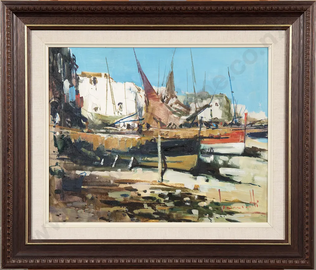 Claudio Simonetti (b 1929) - Boats Docked at Marina Image 1++