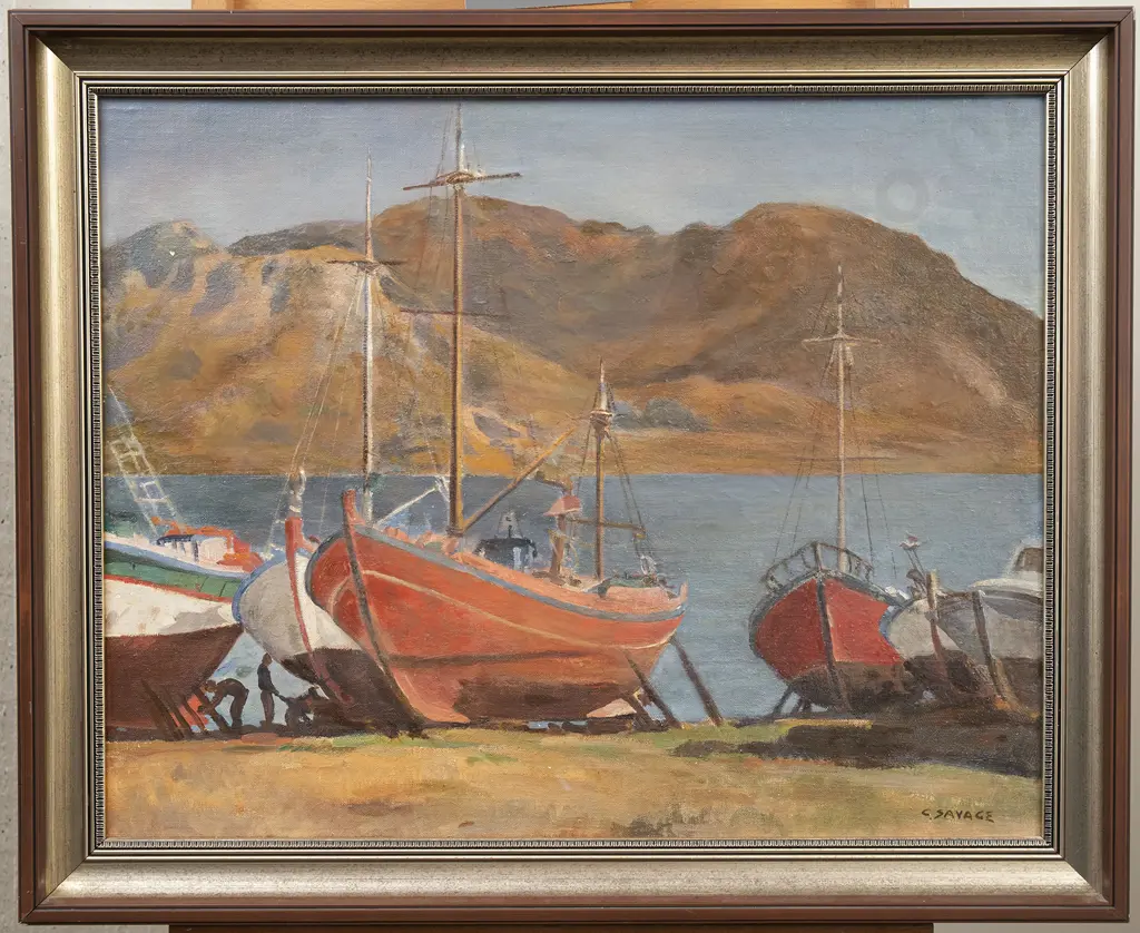 Cedric Savage (1908 - 1969) - Boats on the Dry Image 1++