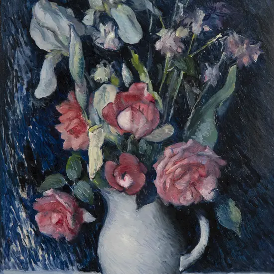 Maud Sherwood (1880-1956) - Still Life with Roses & Iris