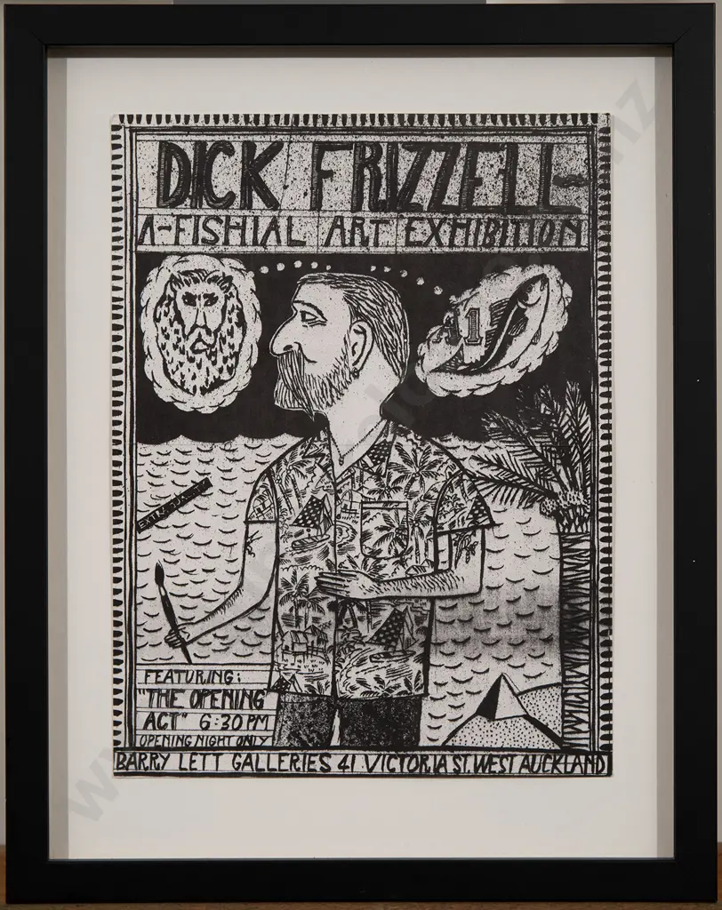 Dick Frizzell  - A-Fishial Art Exhibition Invitation Image 1++
