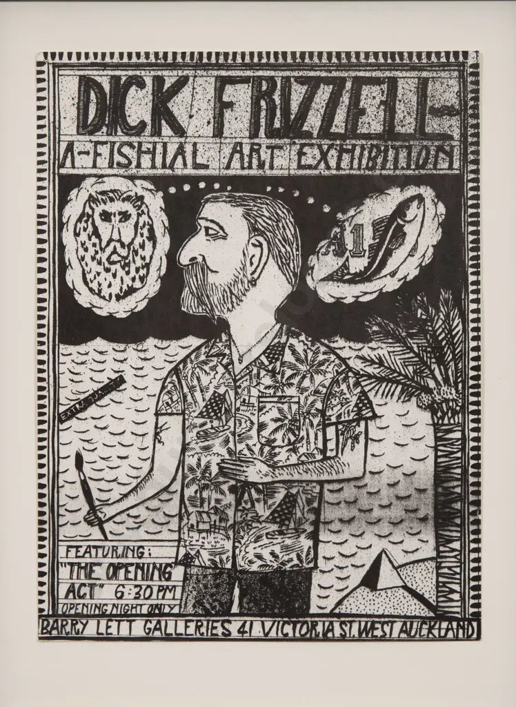 Dick Frizzell  - A-Fishial Art Exhibition Invitation Image 1++