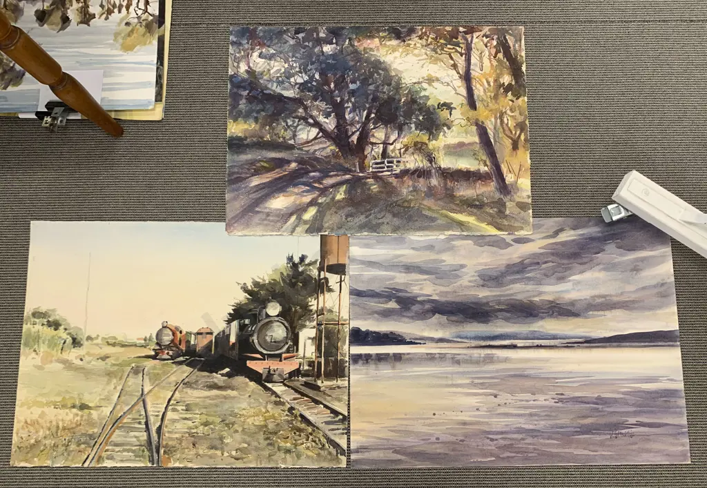 Les Finch - Three Unframed Works on Paper Image 1++