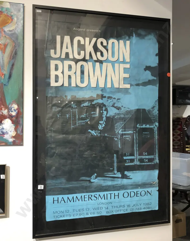 Jackson Browne Vintage Framed 1982 Concert Poster Image 1++