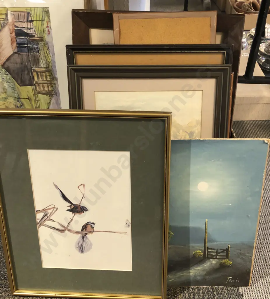 Box of Eight Assorted Loose and Framed Works Image 1++