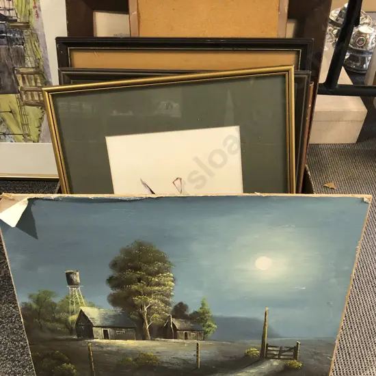 Box of Eight Assorted Loose and Framed Works