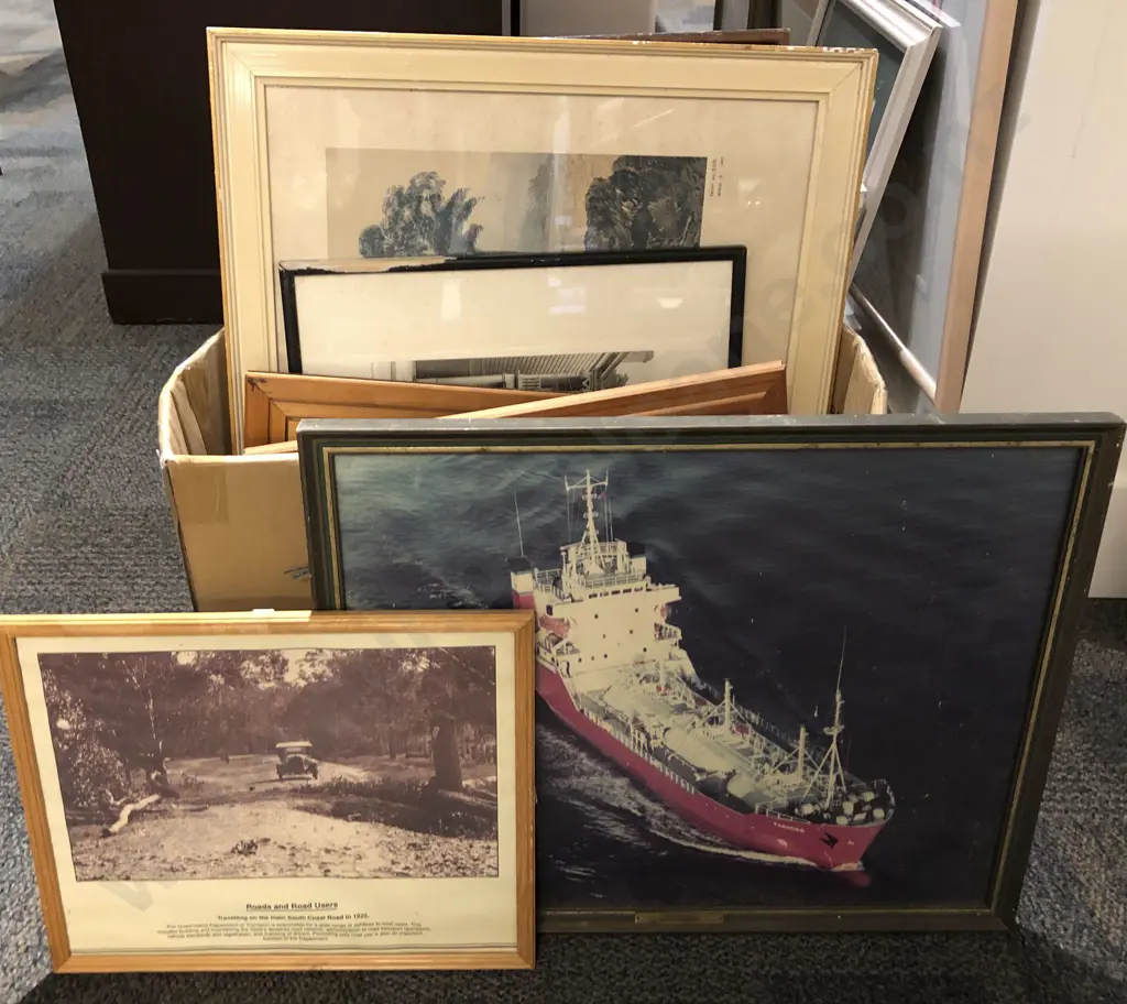 Box of Assorted Framed Works Image 1++