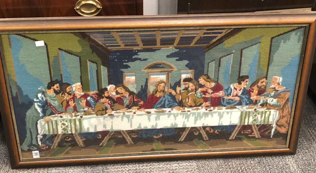 Ecclesiastical Wall Hanging with Assorted Framed Cross Stitch Works Image 1++