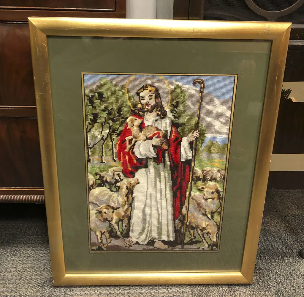 Ecclesiastical Wall Hanging with Assorted Framed Cross Stitch Works Image 1++