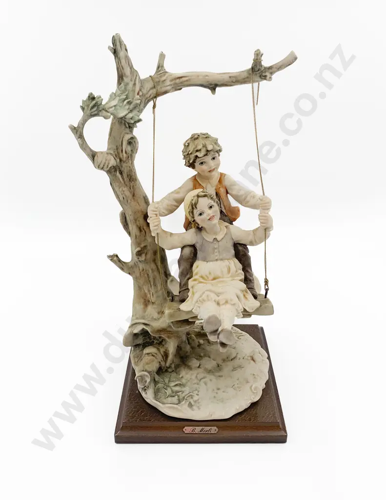 B.Merli Figure Group of Boy and Girl on Swing Image 1++